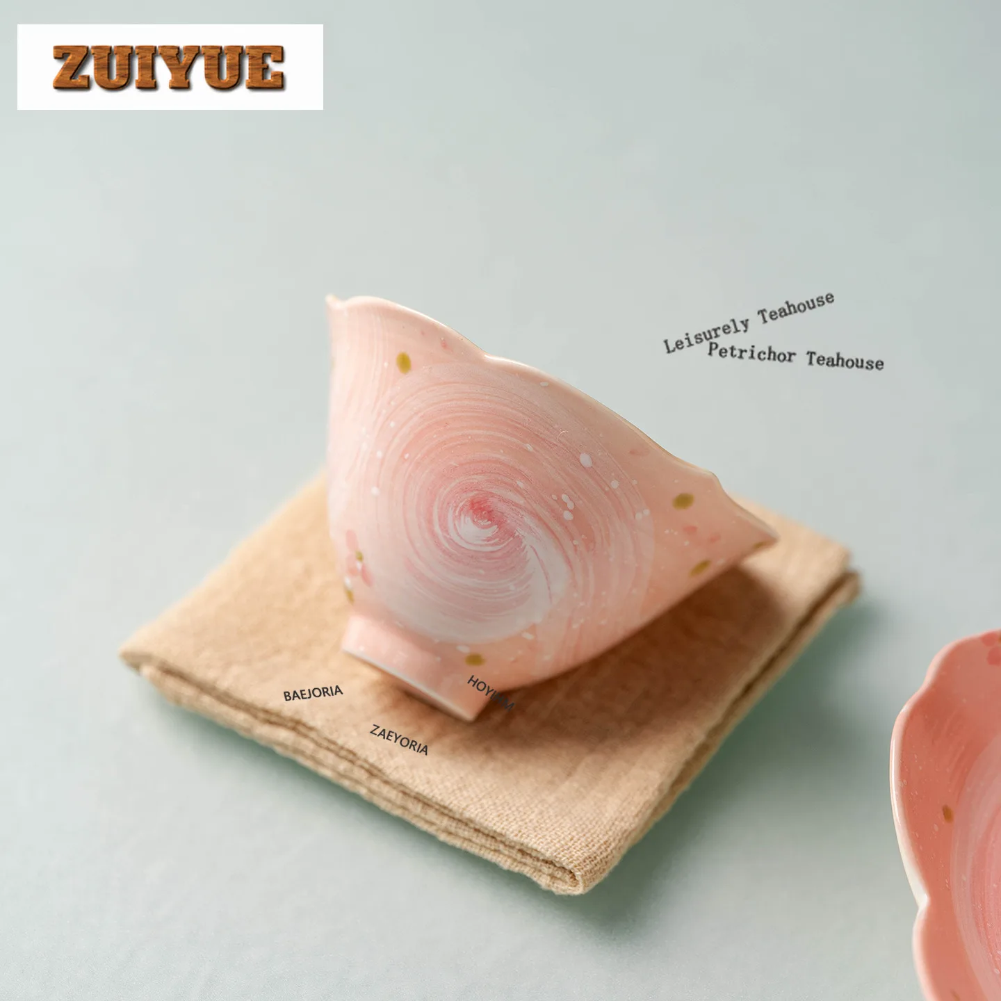 HOYIHM 80ml Hand-painted Pink Mist Starry Sky Teacup Handmade Tea Bowl Tea Cup Set Tea-tasting Personal Cup Jianzhan Master Cups