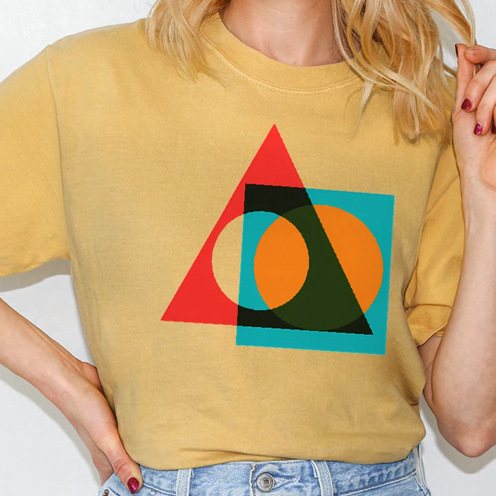 

Y2K Women‘s Clothes Cotton Casual T-Shirt Crew Neck Graphic Tees Street Wear Colorful Cute Cartoon Geometric figure