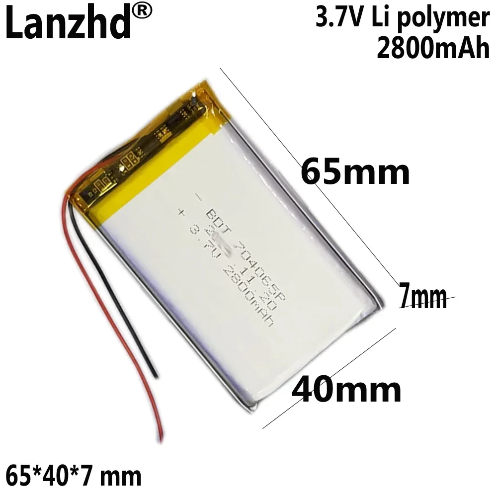 

Polymer lithium battery 3.7V 2800mAh with protective panel For navigator audio toy equipment 704065