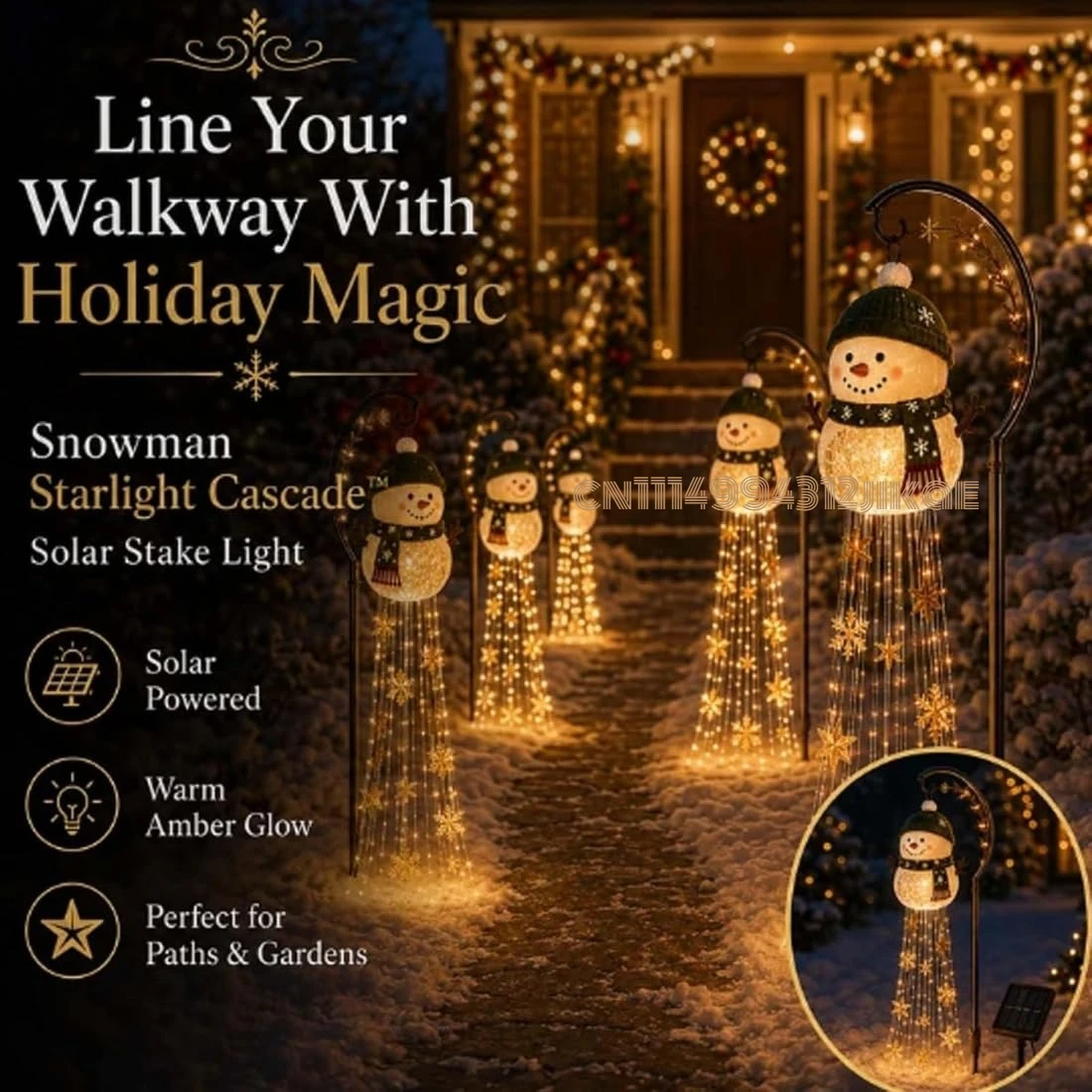 Christmas Snowman Magic Fountain Garden Light, Snowman Starlight Cascade, Christmas Snowman-Shaped Hanging Lamp Perfect image 3