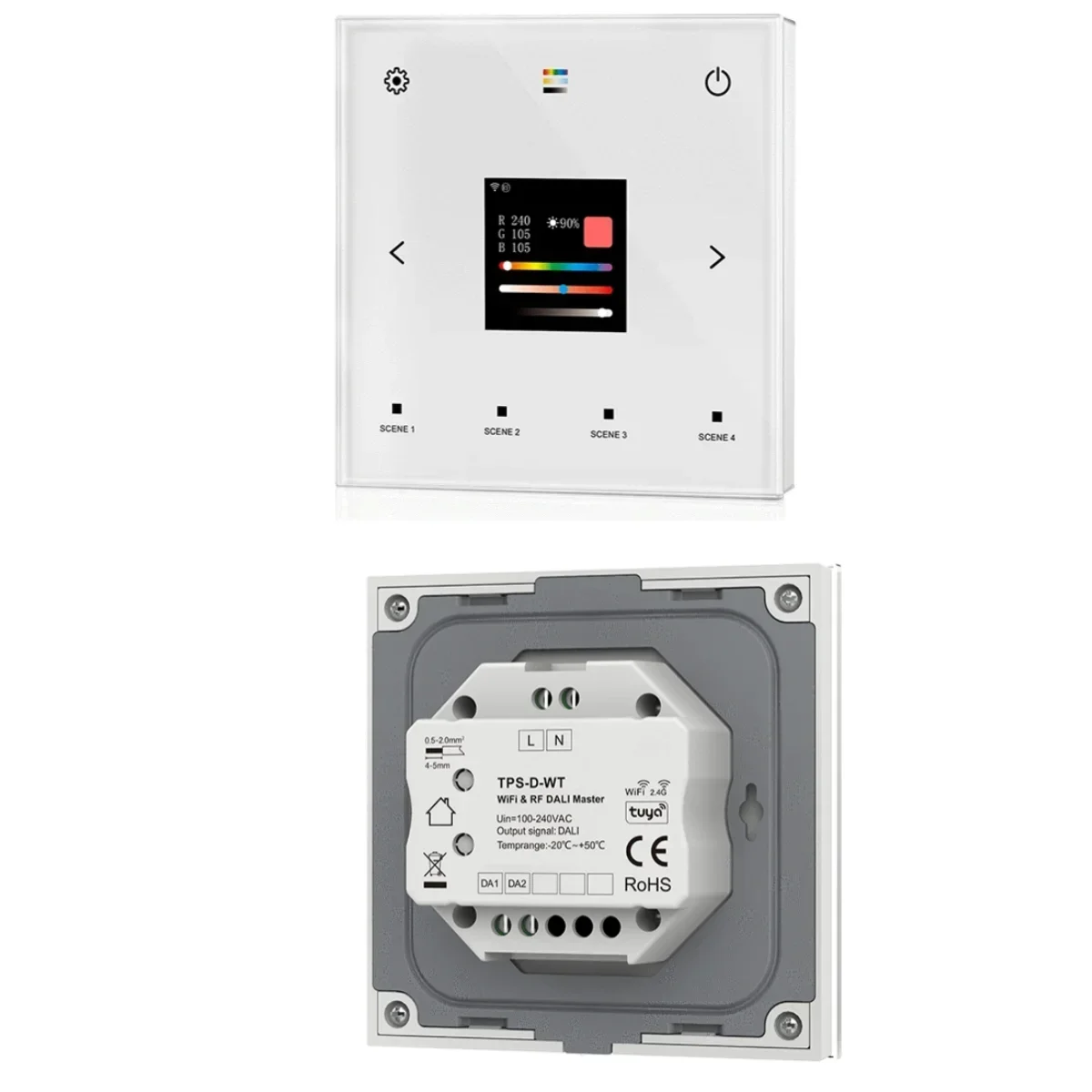 5 w 1 DALI WiFi i RF do montażu na ścianie Panel dotykowy Tuya App Control AC100-240V TPS-D-WT dla jednokolorowego światła LED RGB + CCT CCT RGB RGBW