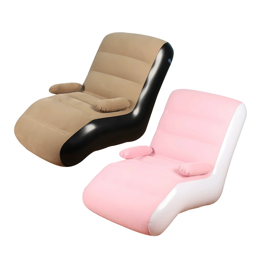 Portable Inflatable Armchair with Armrest, Foldable Air Lounge Chair, Waterproof Outdoor Sofa for Camping Beach Travel Picnic image 6