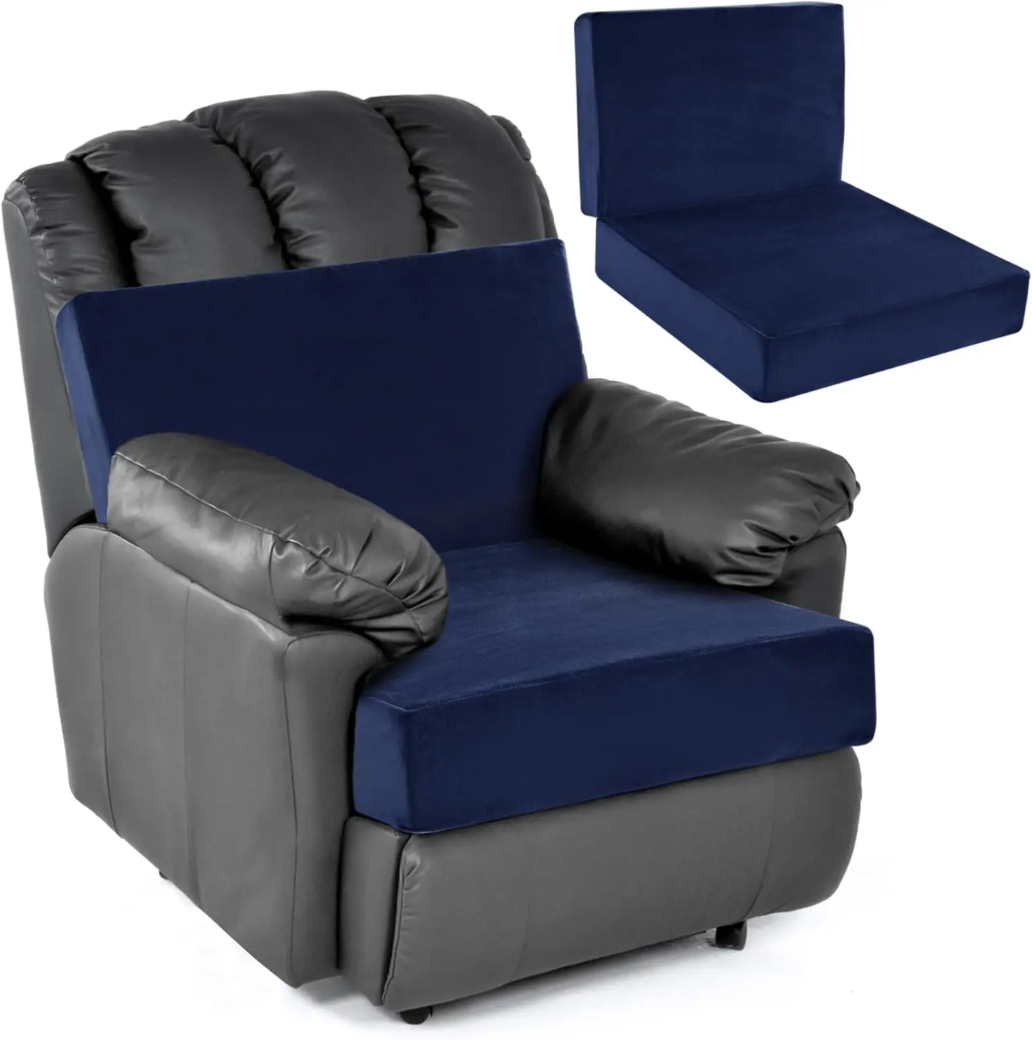 

Foam Recliner Chair Cushions For Elderly, 4"" Thi Chair Pads With Ba Support For Office, Non-Slip Medium Firm Seat Cushion With