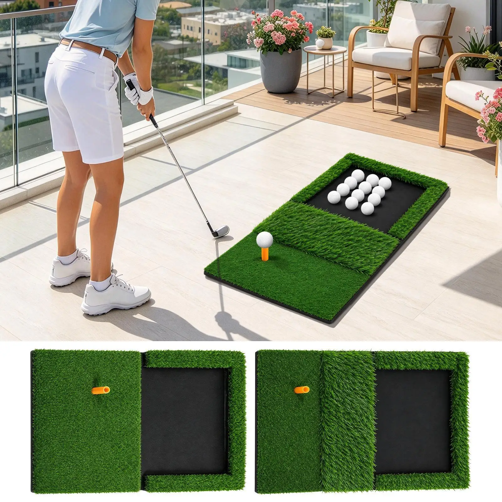 Outdoor Golf Mat Thick Artificial Turf Shockproof Simulator Trainer Swing Chipping Driving Practice Turf For Home Garage Garden