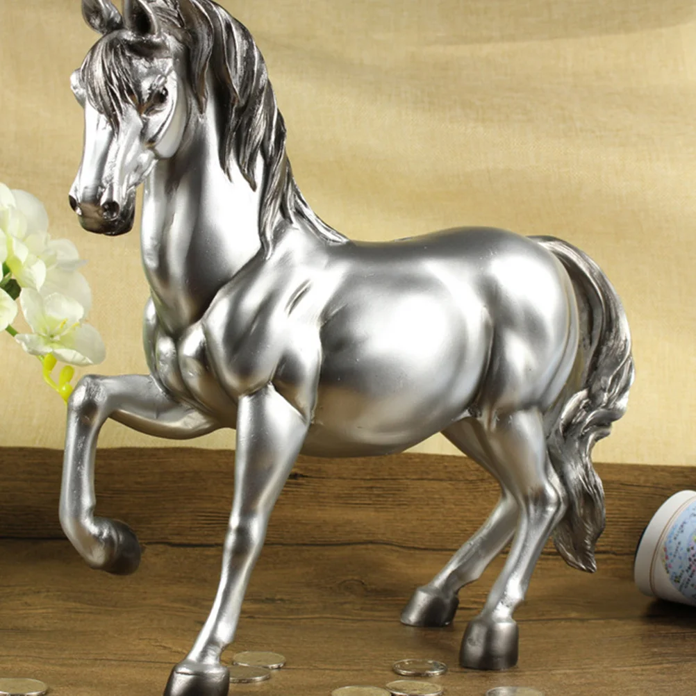 

1pc Horse Shape Storage Jar Delicate Saving Pot Resin Art Coin Bank Smooth Money Pot Creative Gift for Silver