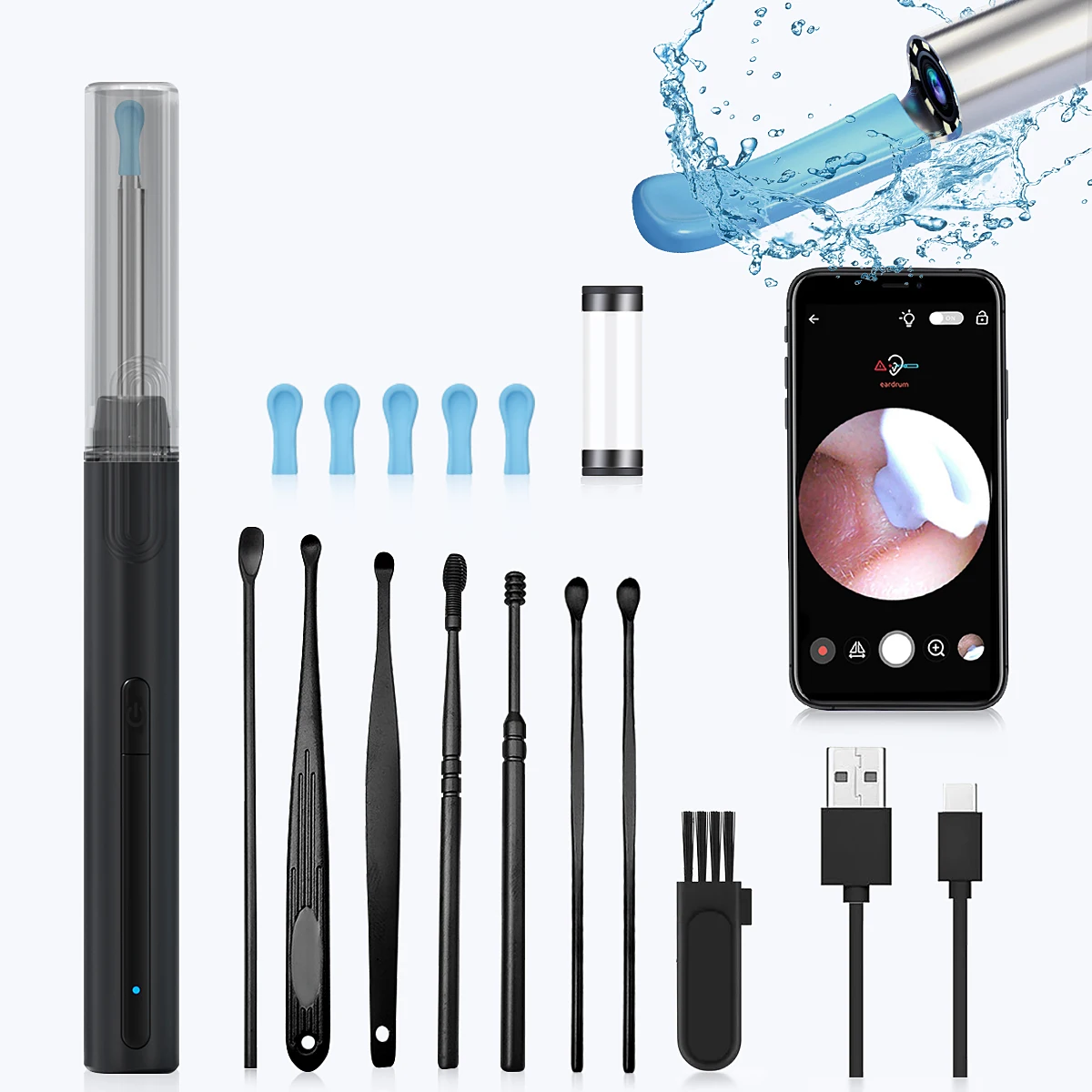 

Ear Wax Removal - Earwax Remover Tool with 6 Pcs Ear Set -FSA HSA Eligible - Ear Cleaning Kit with 8 Ear Spoon