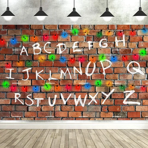 Imagen 2 del producto Dewprint nuevo HD American TV Stranger telón de fondo luces del alfabeto serie de episodios Banner decoración de fiesta fondo foto Prop regalo de bebé