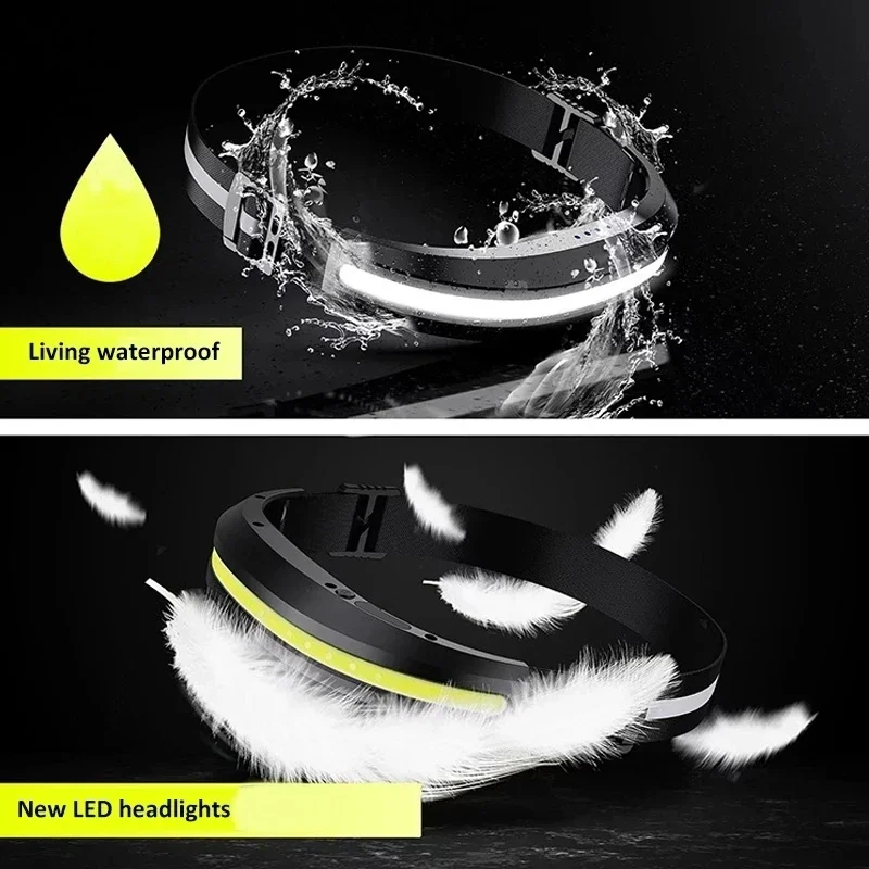Super Bright COB Headlamp Red and White Dual Light Sources Lamp Work LED Head Lamp Outdoor Camping Fishing Running Headlights