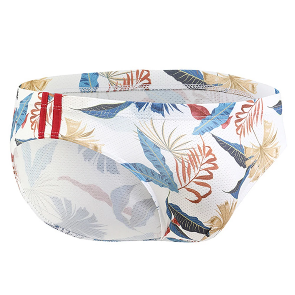 

Mens Low Rise Printed Briefs Underwear with Breathable Fabric and Bikini Style Design Featuring U Convex Pouch Support