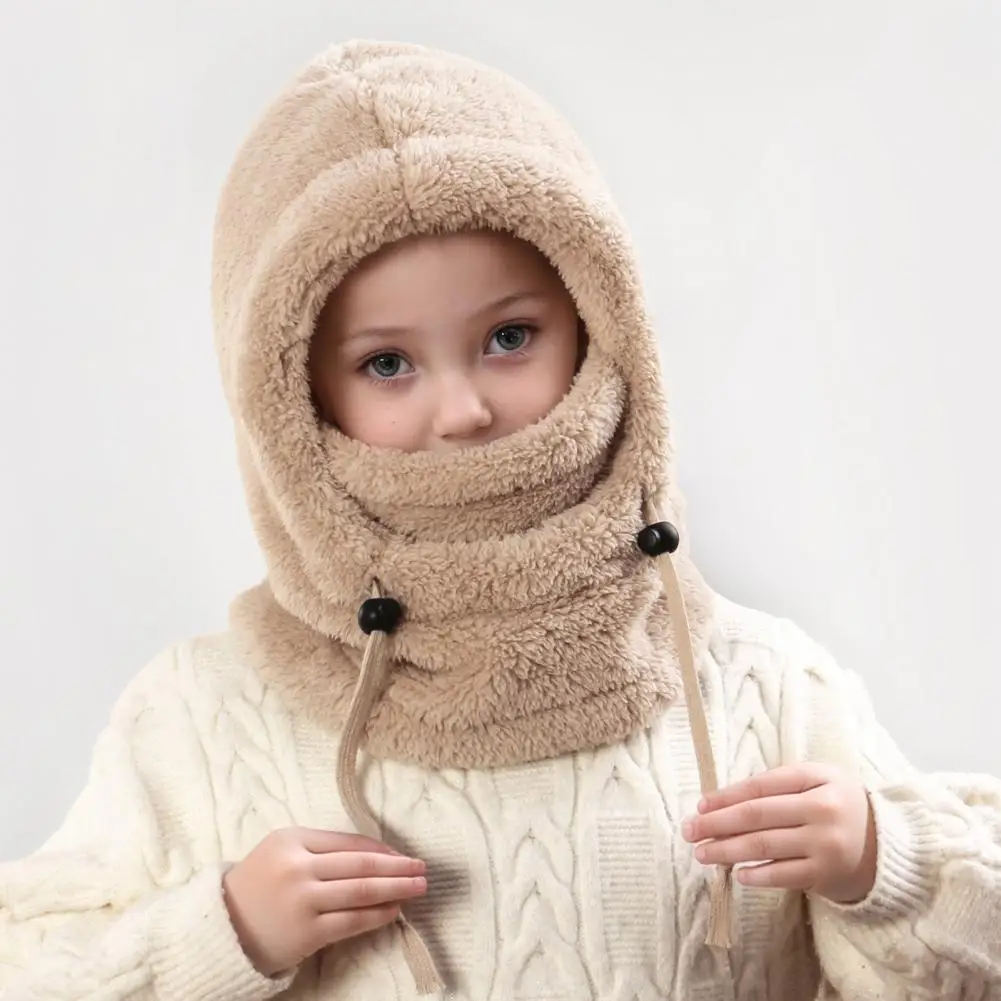 Children Winter Hat Soft Warm Kids Hat Kids 3-in-1 Ski Guard Hat with Windproof Furry Face Mask Warm Hooded Scarf Neck Warmer