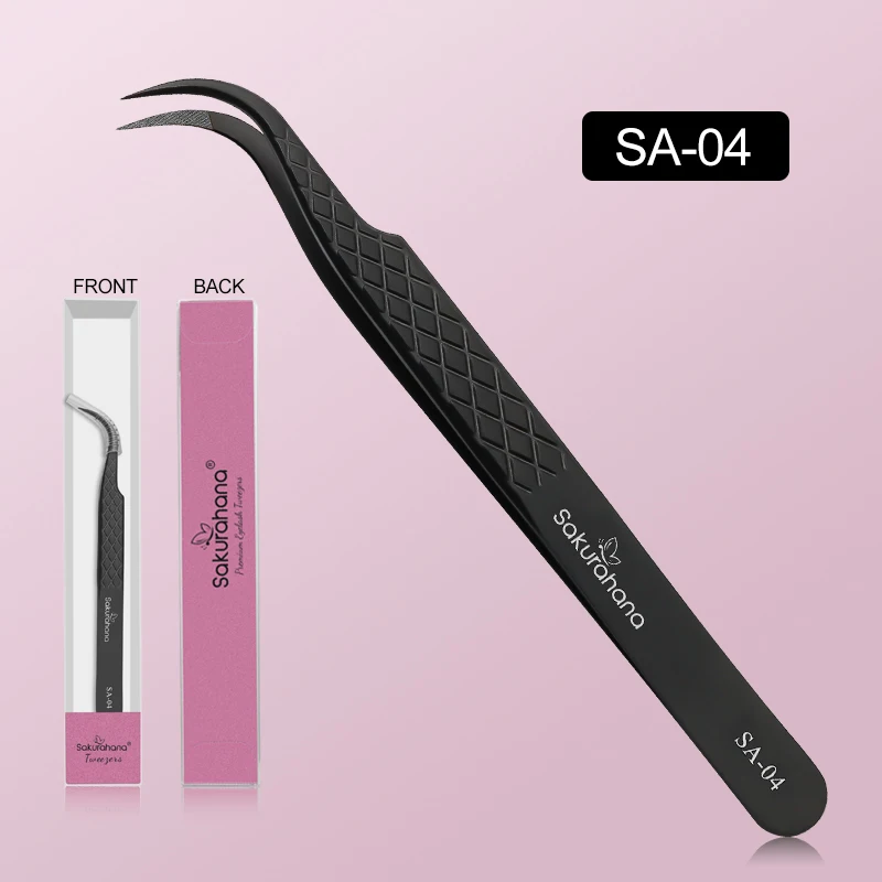 SAKURAHANA Professionele Wimper Pincet Zwarte Fiber Tip Voor Lash Extensions Mega Volume Nertsen Wimpers Tool Make-Up Artist Kit