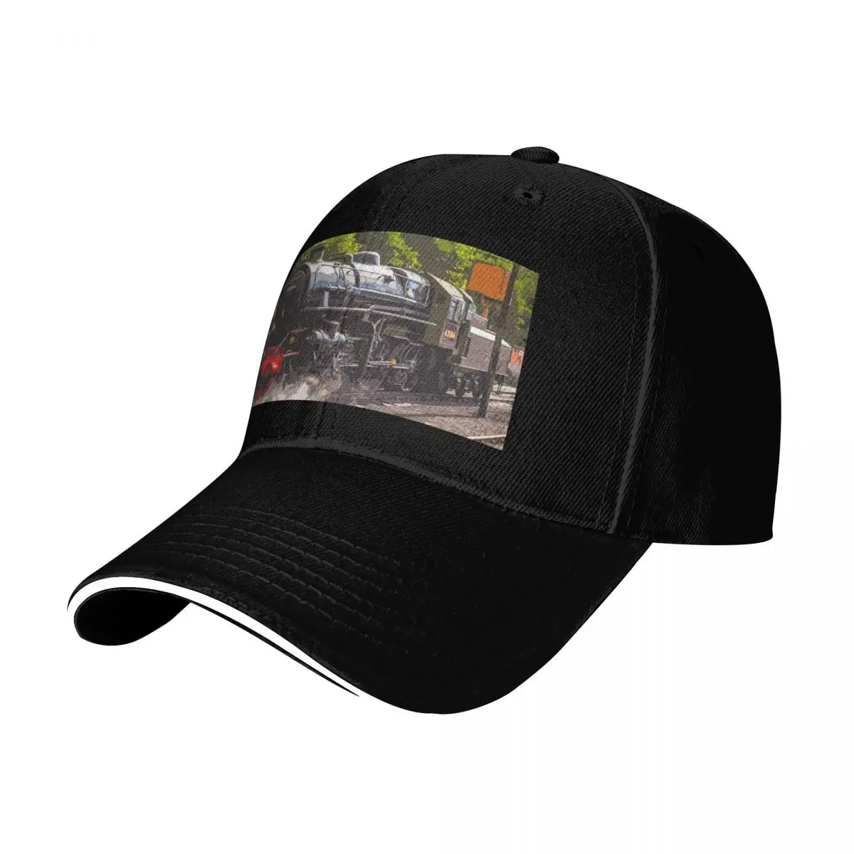 Steam train Baseball Cap Six Panel Structured Crown Sun Protection UPF 50+ Breathable Mesh Back