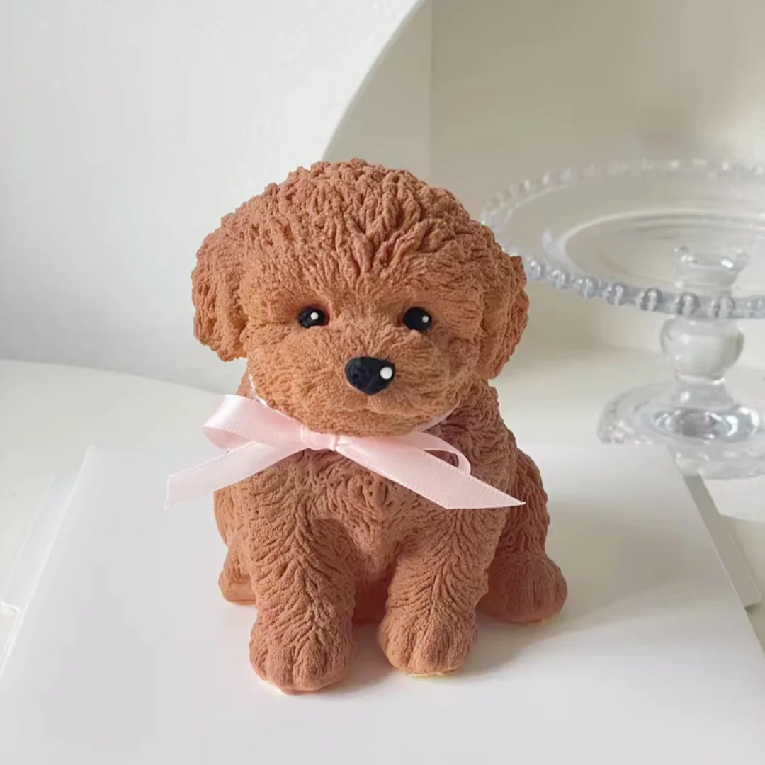 Large 3D Teddy Dog DIY Aromatherapy Gypsum Big Animal Ornament Silicone Mold Candle Handmade Soap Epoxy Resin Plaster Mould