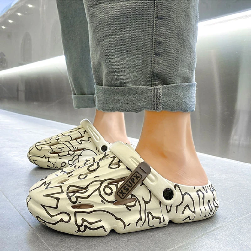 

Пляжные тапочки с высоким уровнем внешнего вида, сандалии, мужские летние повседневные мужские туфли на мягкой подошве Baotou Drag, новинка 2023 года