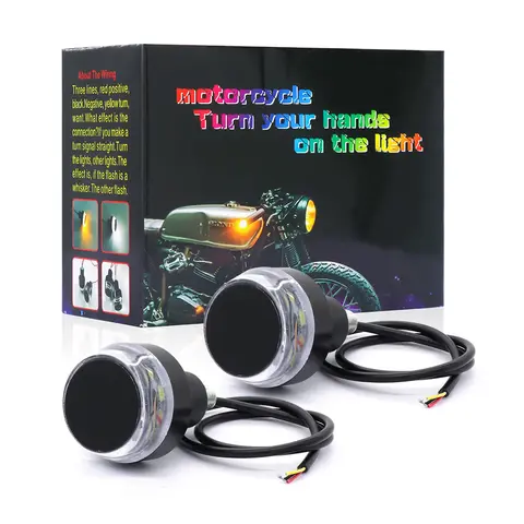 오토바이 핸들 바 엔드 턴 신호등 LED 다채로운 플래시 조명 경고 사이드 마커 램프 핸들 그립 바에 대한 범용