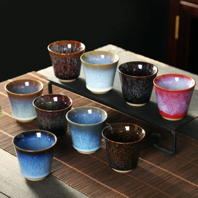 

Japanese Style Ceramic Teacup Kiln Change Water Cup Household Kung Fu Retro Cups Tea Set Accessories Master Cup Drinkware New