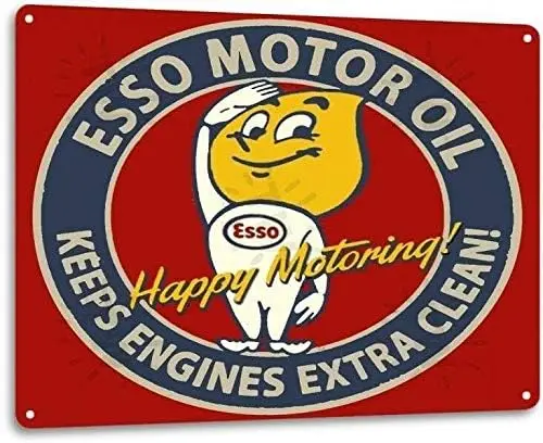 Esso Motor Oil Garage Motor Gas Station Auto Retro Wall Decor SRongmao Metal Tin Sign 8x12in