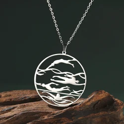 Amaxer Competitive Sports Vitality Freestyle Swimming Pendant Necklaces Track Athletes Jewelry Gift for Women Men Athlete Coach