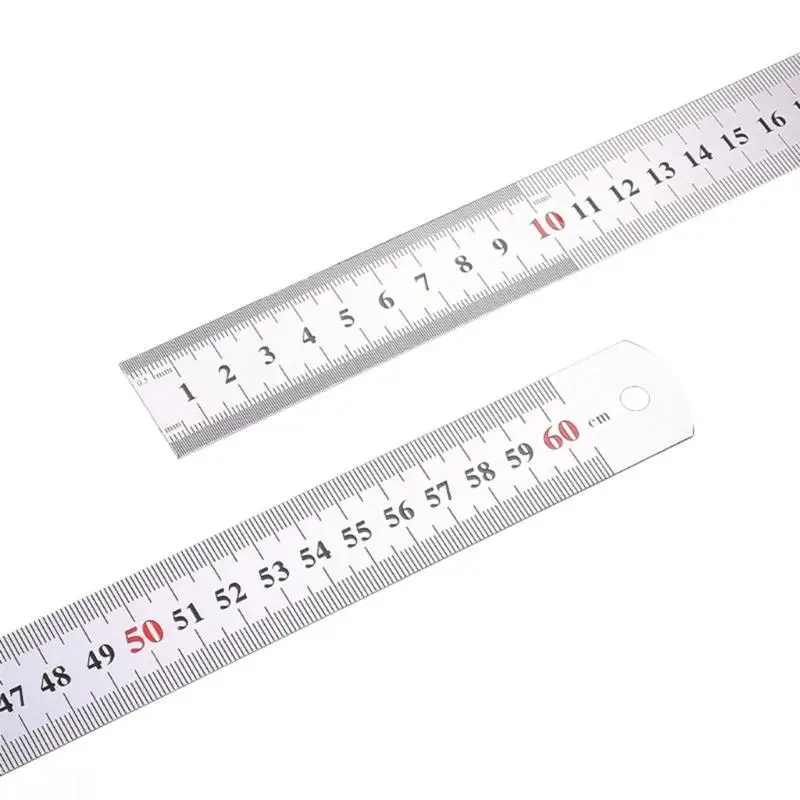 D08B Stainless Steel Ruler Inches and Centimeters Scales Drawing Ruler Math Drafting Ruler Measuring Tool for Engineering