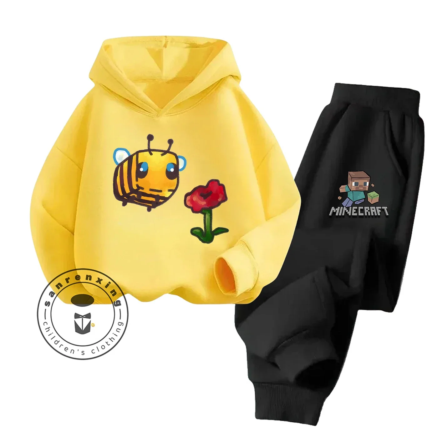 2D ماينكرافت موضة جديدة هوديي مجموعة الكرتون المطبوعة 2025 للأطفال المراهقين بنين بنات عادية الخريف الشتاء