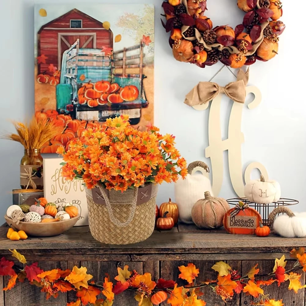 Künstliche Blumen, Valentinstag, Seiden-Gänseblümchen, DIY, Zuhause, Zimmer, Garten, Party, Hochzeit, Dekoration, Kunsthandwerk, Herbstfest, künstliche Pflanzen, Kranz, hübsch