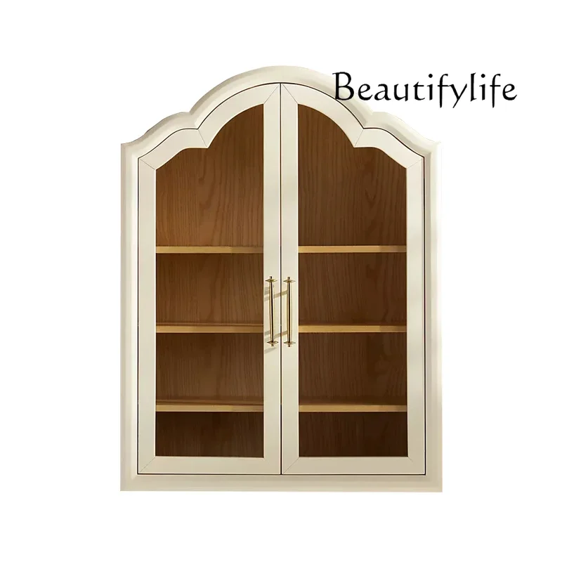 

Retro solid wood wall cabinet, living room home wall-mounted small wall cabinet, small apartment wall storage display cabinet