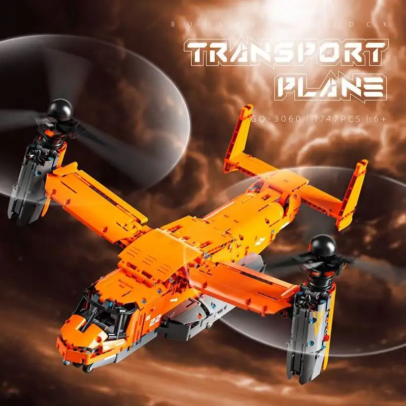 

Compatible with Lego Armed Helicopter – High-Difficulty Osprey VTOL Model, Educational Building Blocks Set for Boys, Brain Tease