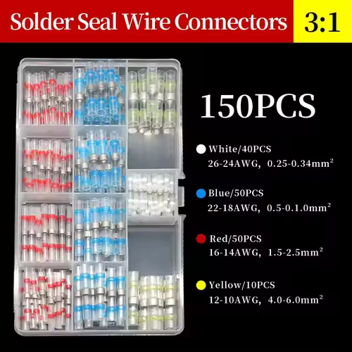 10 ~ 500pcs Solder Seal  Wire Connectors Kit Heat Shrink Butt Crimp Terminals Waterproof Electrical Cable Splice Connector - Image 16