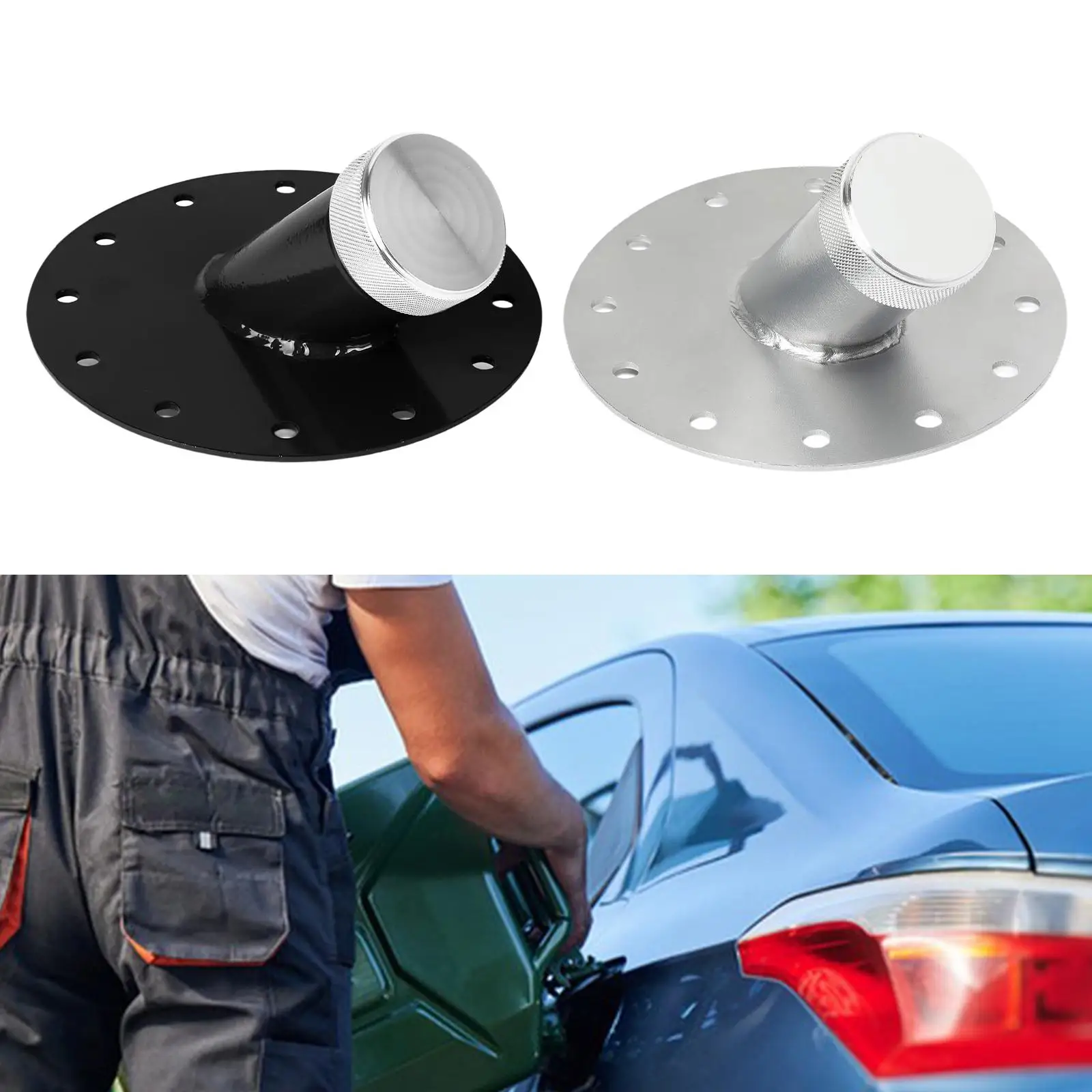 Fuel Cell Filler Neck Spare Parts Easy to Install 13.7cm Base Diameter Aluminum Cap 45 Degree Neck Angle 12 Bolts Fixing