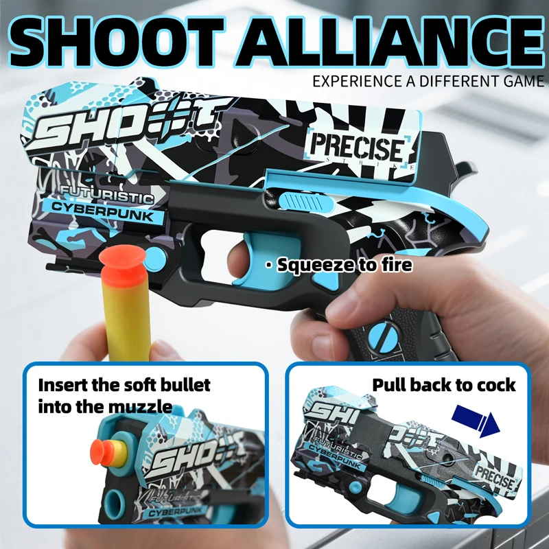 Soft Bullet Toy Gun Plastic Shooting Launcher with 6 Safe Foam Bullets Parent-Child Interactive Game Birthday Gift For kids