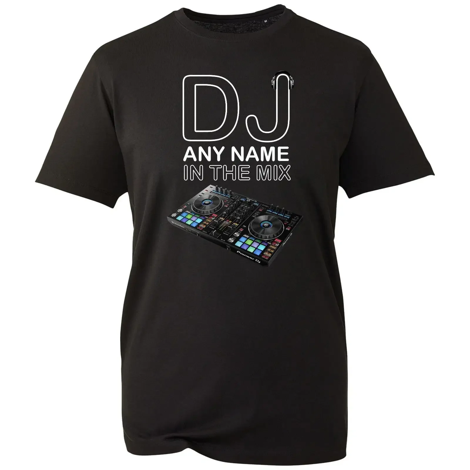 Personalisiertes Musik T Shirt DJ beliebiger Name im Mix Rave Party Oberteil Herren Geschenk vintage Washed Versatile homme