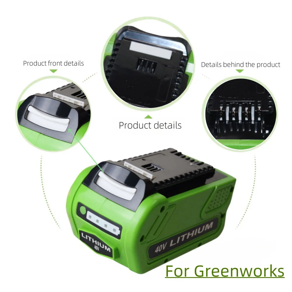 40V 10000mAh Li-ion Replacement Battery For GreenWorks G-MAX GMAX String Trimmer 40V 29462 29472 27062 Garden Tools Battery