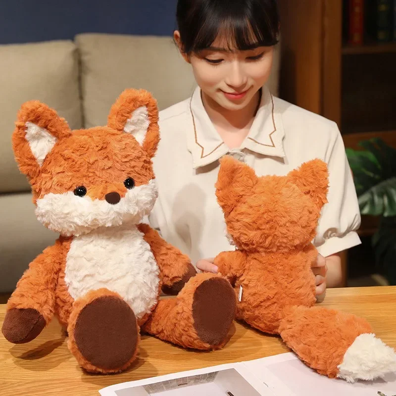 35cm/50cm Cute Fluffy Fox Plush Toy Soft Cartoon Orange Foxes Stuffed Doll Baby Appease Children Birthday Gift