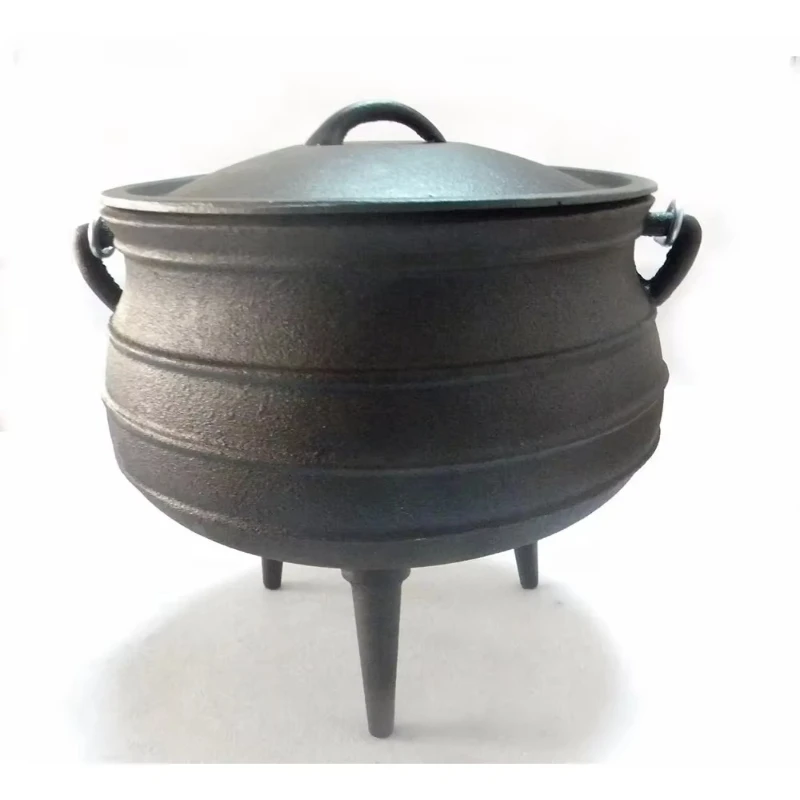 Manufacturer supplies customs logo cast iron cauldron with lid handle 30 #