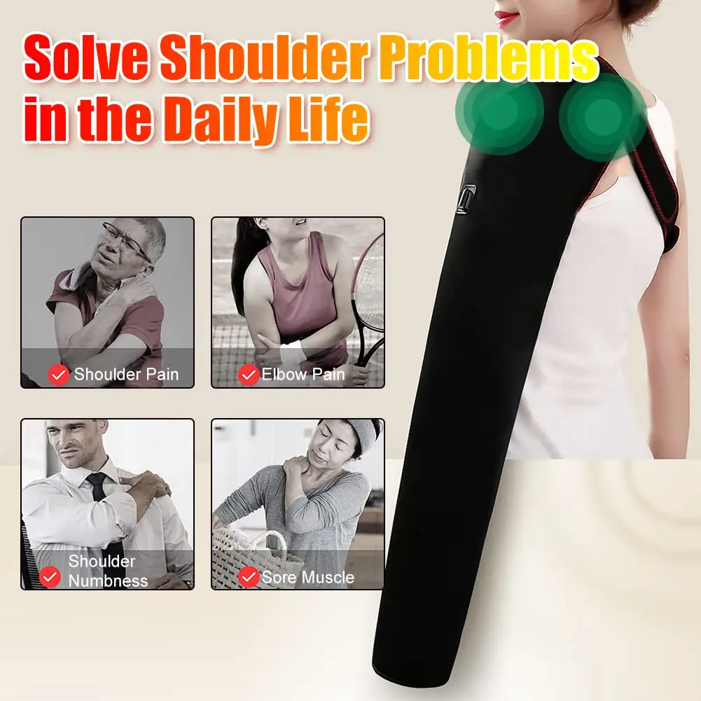 Long Arm Heating Massage Support Elbow Supoort Brace Electric Heated Arm Wrap for Shoulder Arm Elbow Wrist Hand Pain Relief