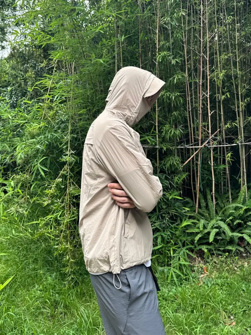 Herren Sommer-Kühljacke mit Sonnenschutz UPF50+, Schnelltrocknend, Atmungsaktiv, mit Kapuze, Windbreaker für Outdoor-Aktivitäten, Wandern, Camping, Radfahren – Detail 22