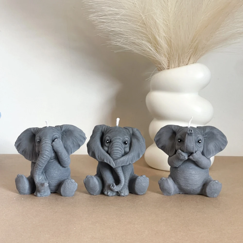 3D Elephant Silicone Candle Mold Cute Animal Aromatherapy Plaster Resin Soap Making Tool DIY Handmade Home Decoration Art