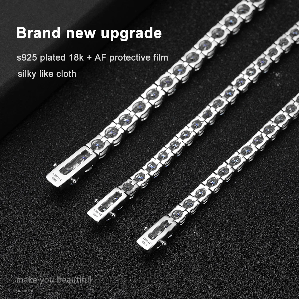 Original D VVS1 Moissanite Tennis Bracelet 100% S925 Sterling Silver Plated 18k White Gold With GRA Bracelet For Women Man