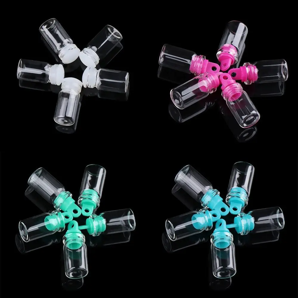 5/10pcs Clear Drift Bottle Glass Jars DIY Decoration Containers Mini Message Vials Ornaments Cork Stopper Rainbow Wishing Bottle