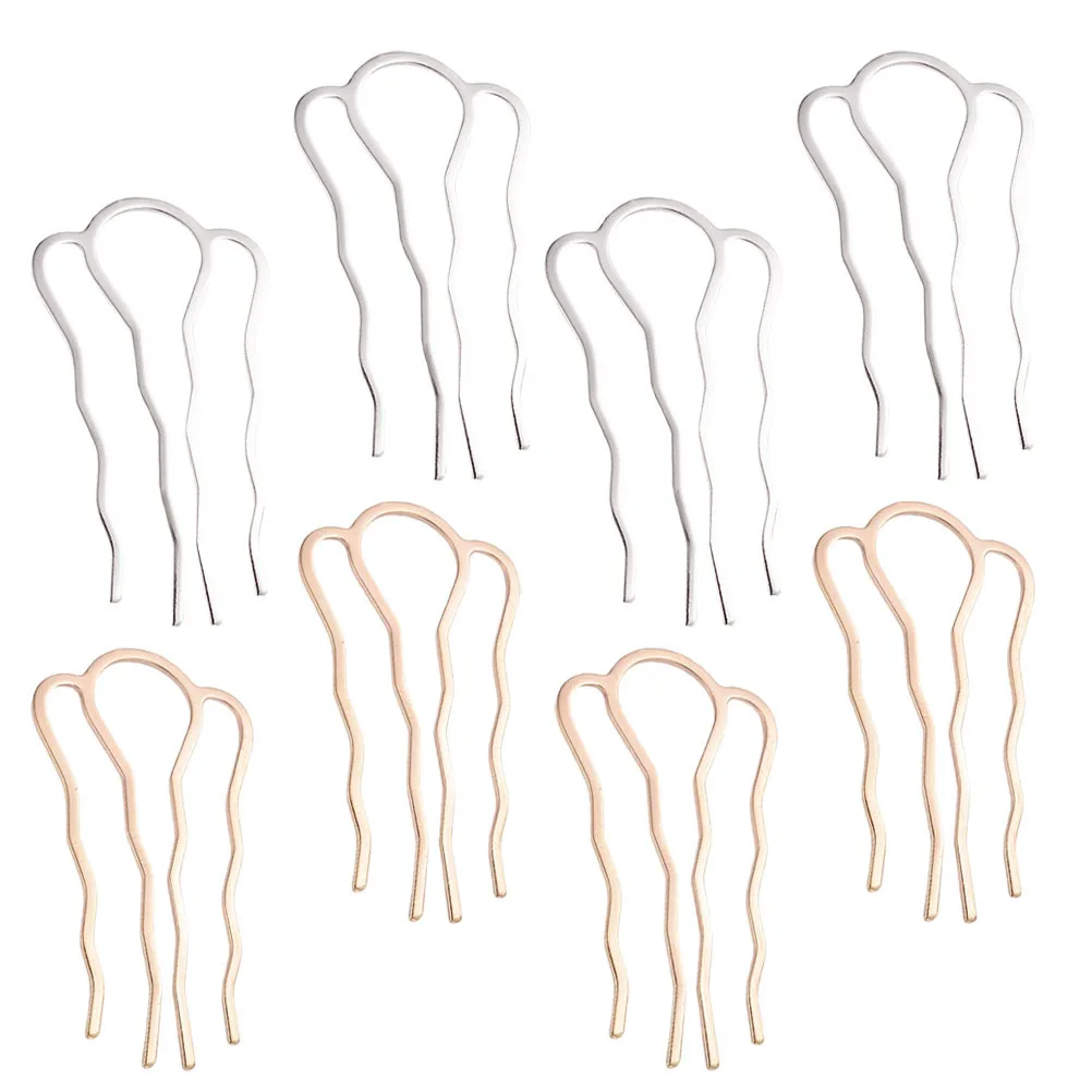 8 قطعة مشابك شعر ذاتية الصنع دبابيس شعر هانفو عتيقة للنساء إكسسوارات شعر ذهبية وفضية زخارف يدوية فنية