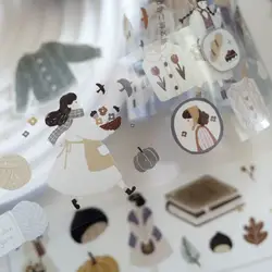 YiEr Studio Vintage Lovely Winter Blessings Girl Washi PET Tape Planner DIY Card Making Scrapbooking Plan Decorative Sticker