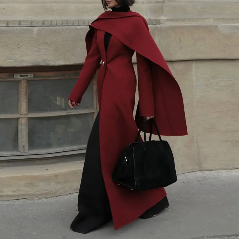 HKSH Herbst Neue Frauen Lange Trenchcoat V-ausschnitt Single Button Nische Gespleißt Schal Elegante Temperament Chic Ins Windjacke HK11093