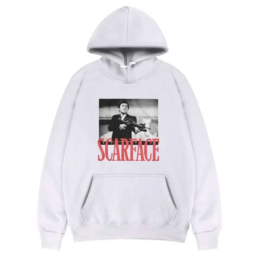 Scarface Moletom com capuz para homens e mulheres, Tony Montana, Big Guns, Little Friend, Pacino Gangster Movie Tops, Hoodie solto de grandes