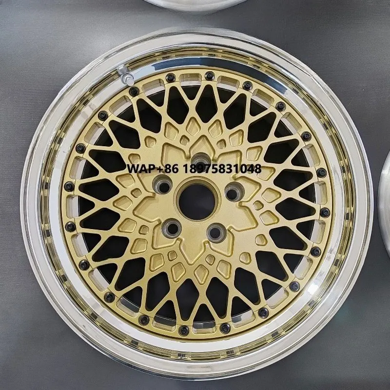 

Custom 3 Pc Forged 5x120 5x130wheels 15 16 17 18 19 Inch 7j to 14 j Mesh Design E50 Gold Wheel Rim