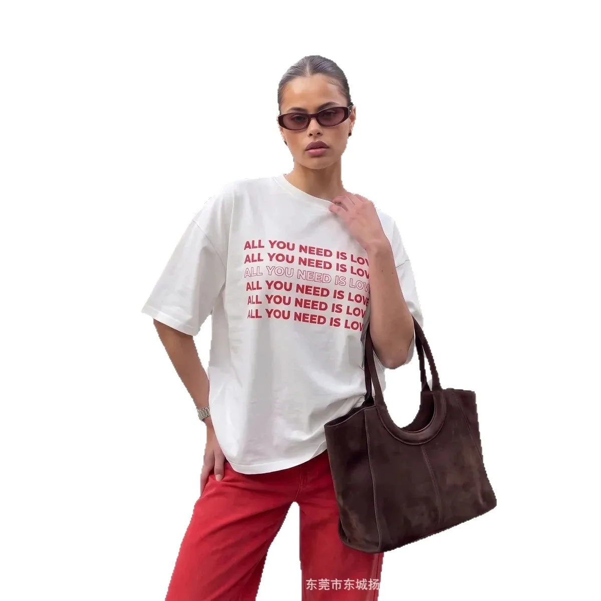 Sweet Lady Minimal Street Oversized Tee All You Need Is Love Text Print Soft Cotton Women Loose White Casual Slogan T Shirt