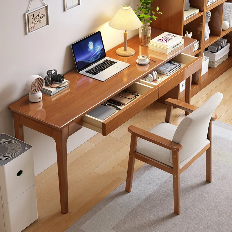 For Solid Wood Slim Desk 40/50cm, Space-Saving Computer Table for Home & Bedroom