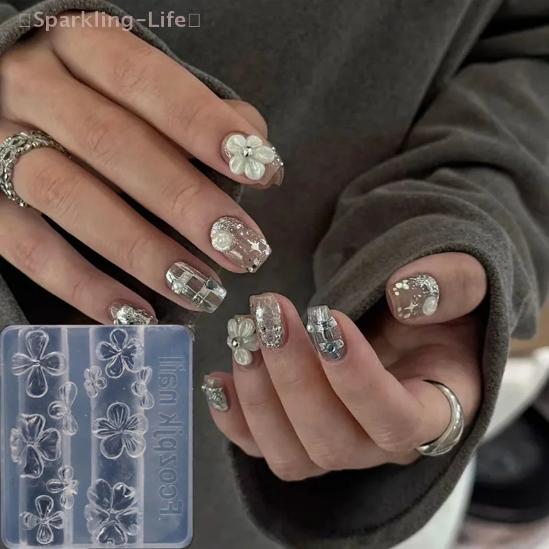 【JYA1】3D Hawaii Hibiscus Flowers Nail Silicone Mold Floral Petal Design Resin Molds Nail Art Carving Template Manicure