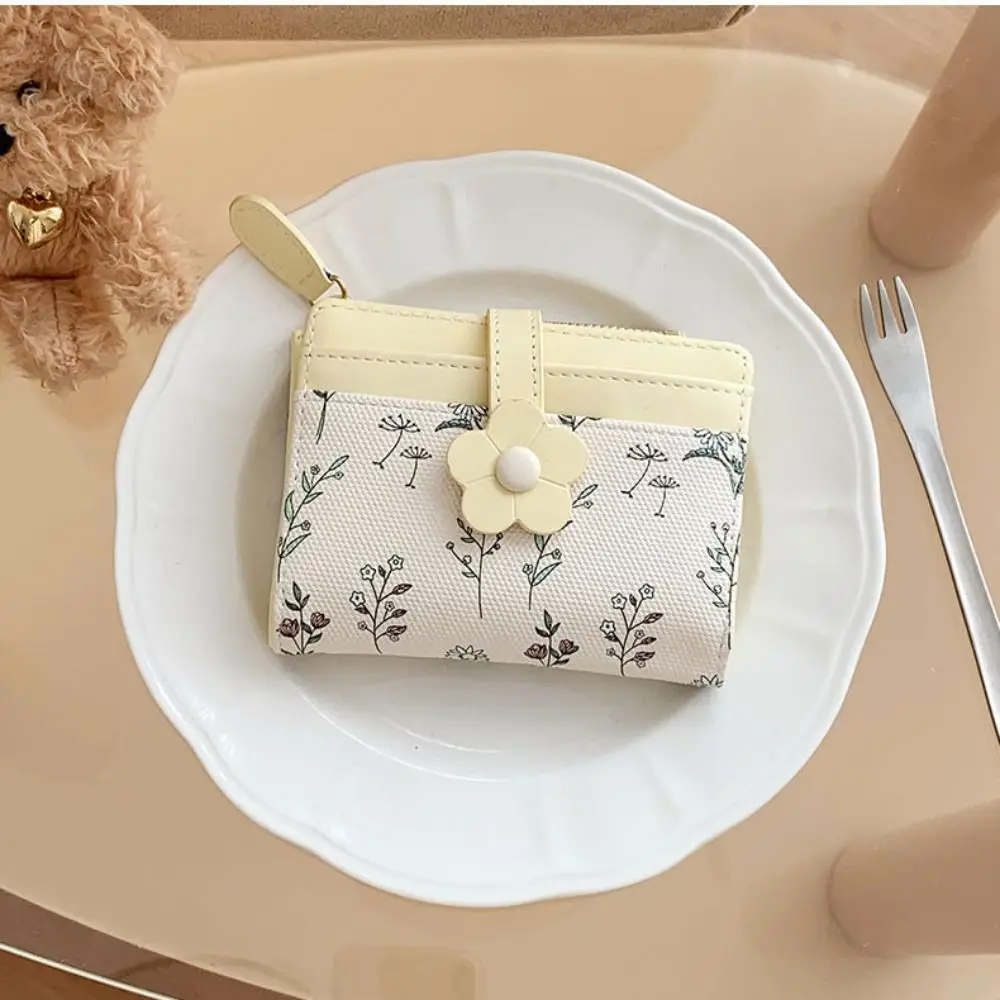 الكورية نمط زهرة محفظة صغيرة طباعة الأزهار بولي Leather حامل بطاقة جلدية متعددة الوظائف محفظة للطي حافظة للبطاقات بطاقة حقيبة التخزين #2