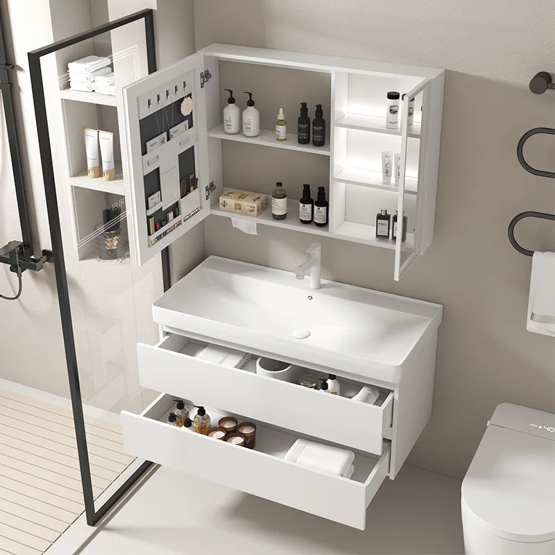 다층 단단한 나무 깊은 세라믹 통합 세면대 욕실 캐비닛 화장실 세면대 확장 세면대 욕실 캐비닛 co