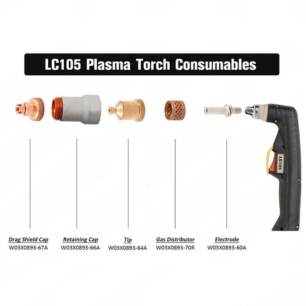 Keep your For LC105 Tomahawk 1538 plasma cutting torch in optimum condition with this complete consumables kit